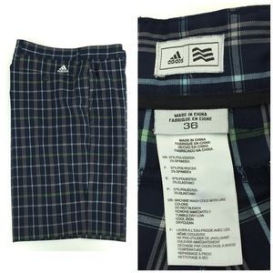 Adidas size 36 Blue Plaid Flat Front Shorts R-31